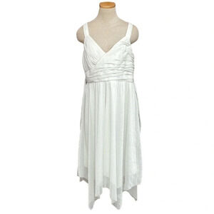 Jonathan Martin Dress Women's 16 White Sparkles Sleeveless V-Neck Boho